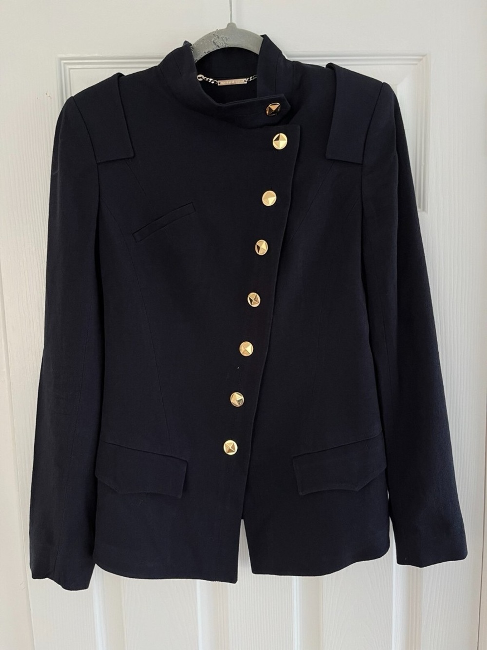 Matthew Williamson Women's Navy Military-Style Jacket with Gold Buttons